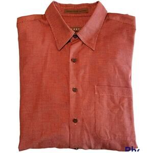 Robert Talbott Orange Herringbone w/Black Button Shirt XL